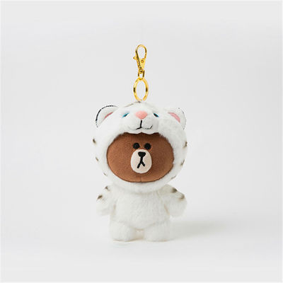 Cute Orange Bear Custom Soft Keychain Plush Toys Mini Stuffed Animal Keychain