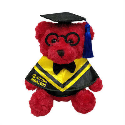 Soft Conformable Red Doctorial Hat Teddy Bear Plush Toys Untuk Anak-anak