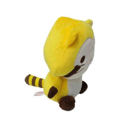 25cm Bordir Mainan Mewah Hewan Kustom Yellow Luwak Kucing Stuffed Animal