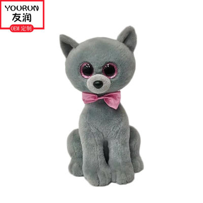 Simulasi 30cm Grey Cat Stuffed Animal Plush Toys Smooth Feel