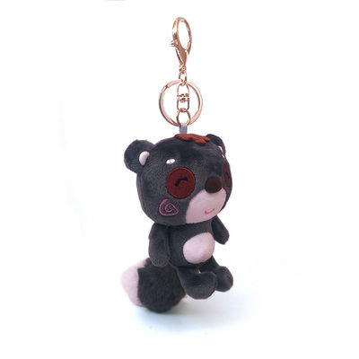 10cm Mini Black Plush Teddy Bear Gantungan Kunci Tas Liontin OEM
