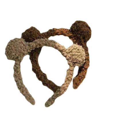 Wanita Antislip Bear Ear Plush Hairpin Face Washing Plush Headband