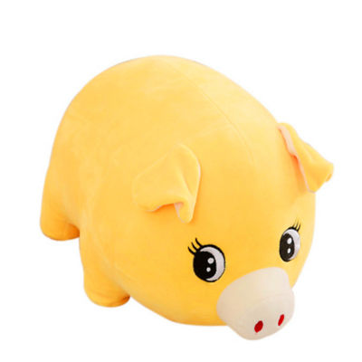 30cm Polyester Pink Yellow Pig Stuffed Plush Toys Bantal Tidur Hewan Peliharaan Besar