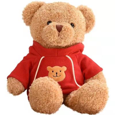 30cm Merah Lucu Hoodie Kecil Boneka Beruang Mainan Mewah Gadis Bantal Tidur