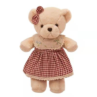 Rok Kotak-kotak Merah Boneka Beruang Lembut Beruang Manis Beruang 30cm OEM