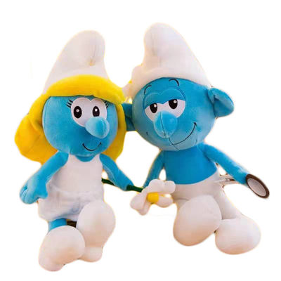 40cm Kartun Smurf Stuffed Animal Anime Plush Toys Blue Father Blue Sister