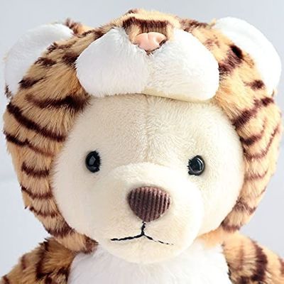 ISO9001 Pendek Plush Teddy Bear Dengan Topi Singa Yang Dapat Dilepas