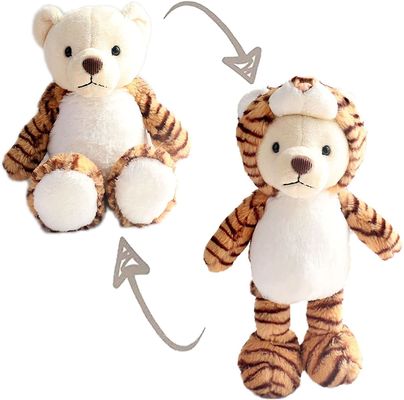 ISO9001 Pendek Plush Teddy Bear Dengan Topi Singa Yang Dapat Dilepas