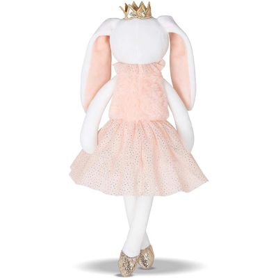 Shiny Crown Long Ears Pink Rabbit Plush Toy Dalam Rok Pendek