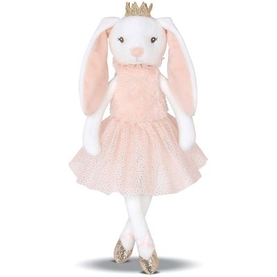 Shiny Crown Long Ears Pink Rabbit Plush Toy Dalam Rok Pendek