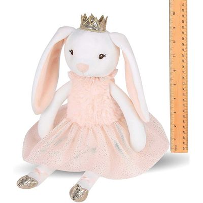 Shiny Crown Long Ears Pink Rabbit Plush Toy Dalam Rok Pendek