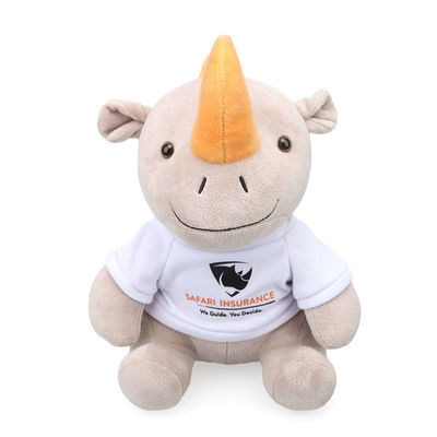 25cm Kapas Polypropylene Manusia Hidup Mengisi Rhino Plush Toy Untuk Bayi