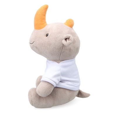 25cm Kapas Polypropylene Manusia Hidup Mengisi Rhino Plush Toy Untuk Bayi