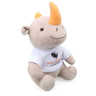 25cm Kapas Polypropylene Manusia Hidup Mengisi Rhino Plush Toy Untuk Bayi