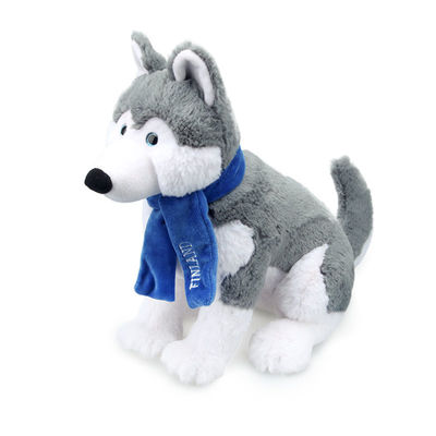 Simulasi Mewah Pendek Husky Stuffed Toy Dengan Scarf ISO9001