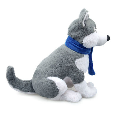 Simulasi Mewah Pendek Husky Stuffed Toy Dengan Scarf ISO9001
