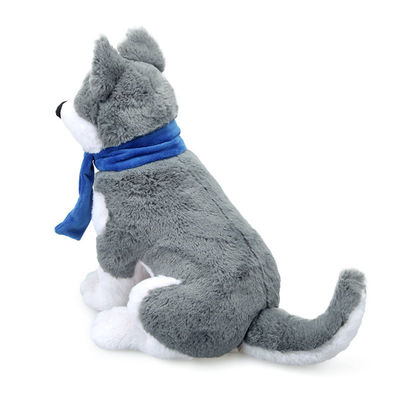 Simulasi Mewah Pendek Husky Stuffed Toy Dengan Scarf ISO9001