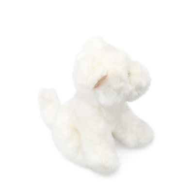 EN71 20cm White Dog Stuffed Toy Untuk Menenangkan Bayi