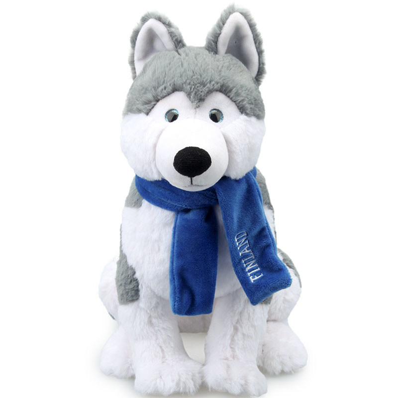 Simulasi Mewah Pendek Husky Stuffed Toy Dengan Scarf ISO9001